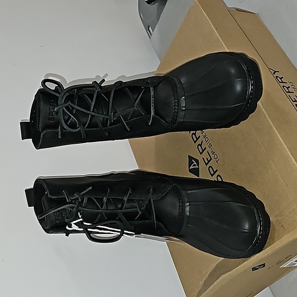 NEW Sperry Saltwater Heel Black Duck Boots Size 8M - Picture 7 of 8